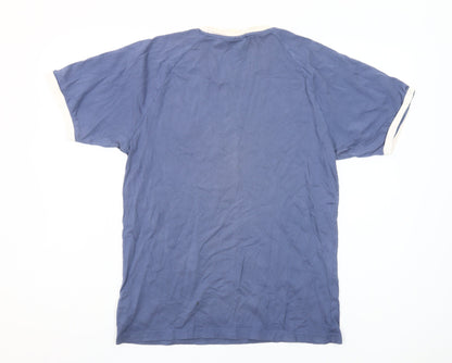 Adidas Men's Blue Retro Sports 3-Stripes Cotton T-Shirt Size M