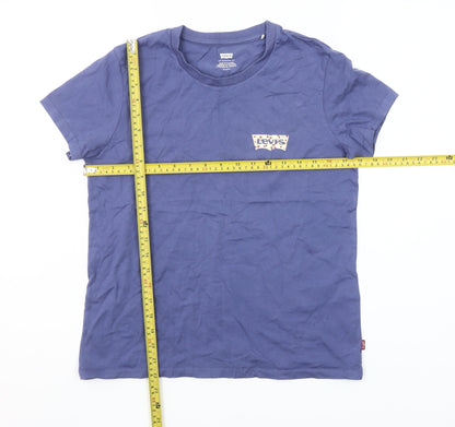 Levi's Women's Blue Cotton Crew Neck Short Sleeve T-Shirt Size S