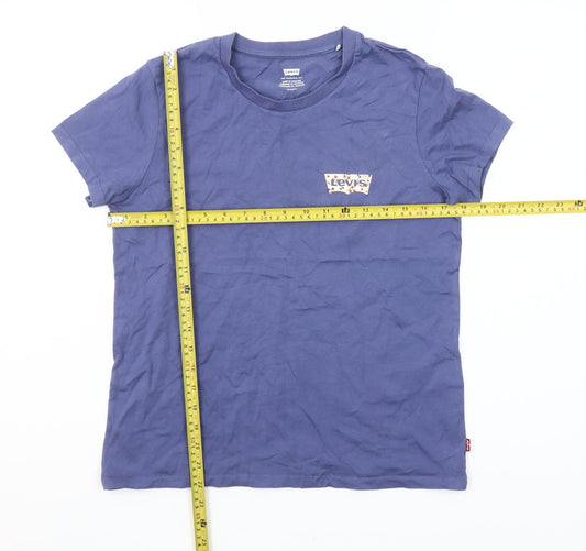 Levi's Women's Blue Cotton Crew Neck Short Sleeve T-Shirt Size S