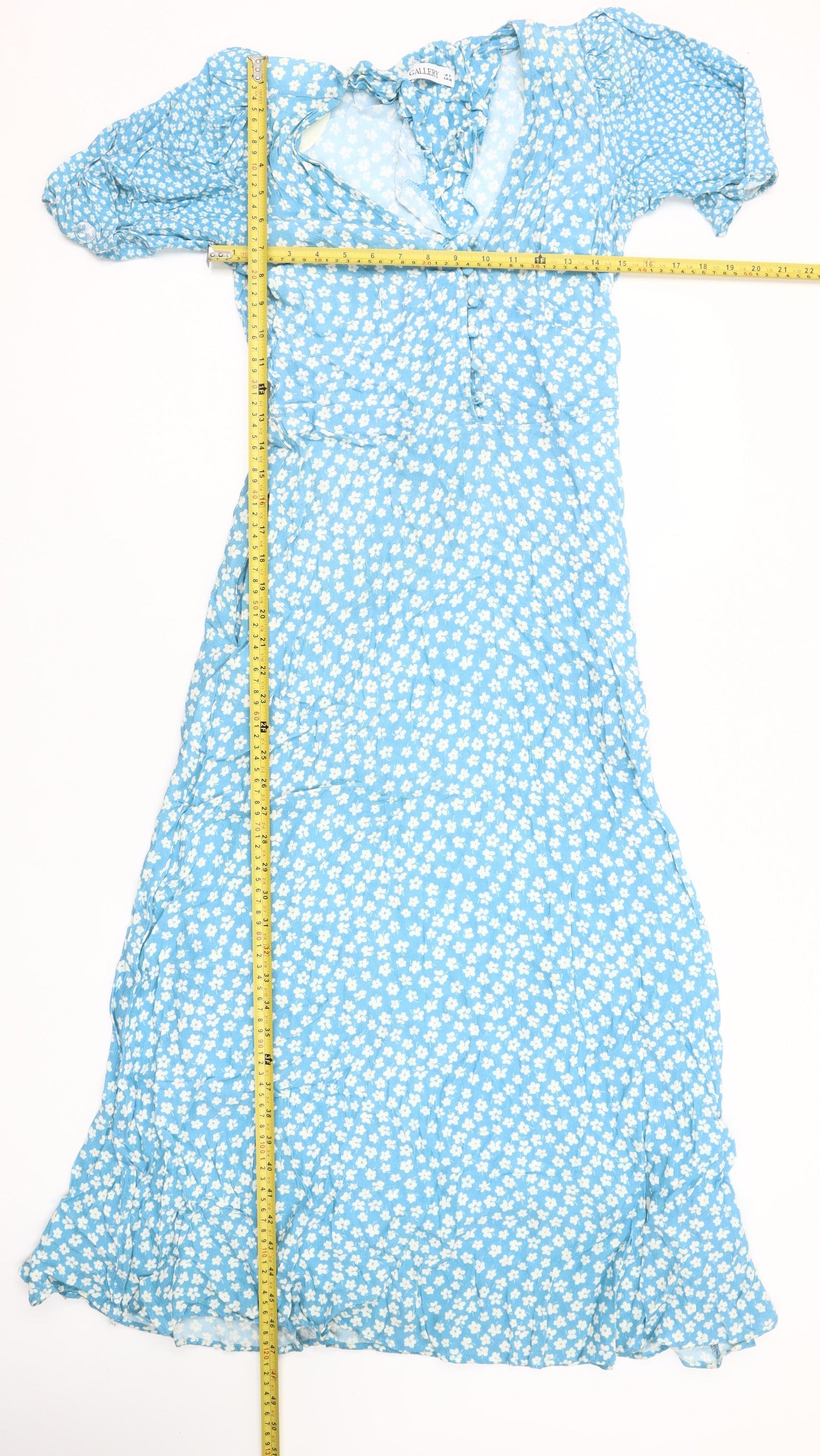 Gallery Women’s Blue Floral Midi Fit & Flare Dress Size 8