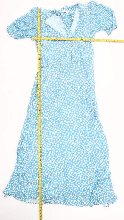 Gallery Women’s Blue Floral Midi Fit & Flare Dress Size 8