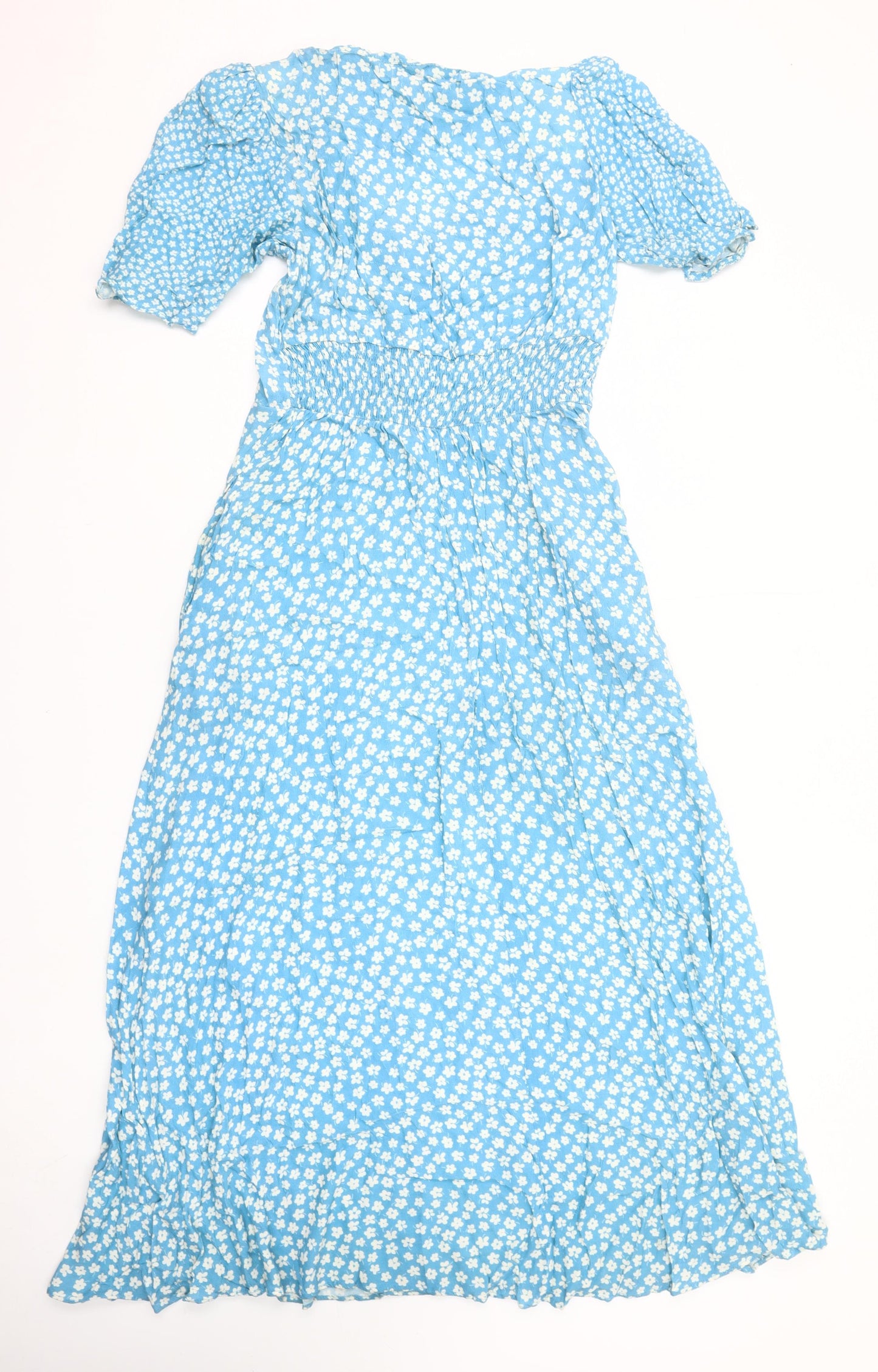 Gallery Women’s Blue Floral Midi Fit & Flare Dress Size 8