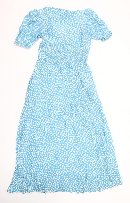 Gallery Women’s Blue Floral Midi Fit & Flare Dress Size 8