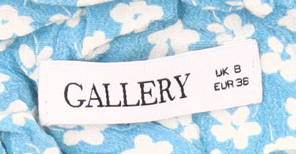 Gallery Women’s Blue Floral Midi Fit & Flare Dress Size 8