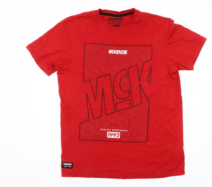 McKenzie Men's Red Graphic Sports T-Shirt Medium 100% Cotton