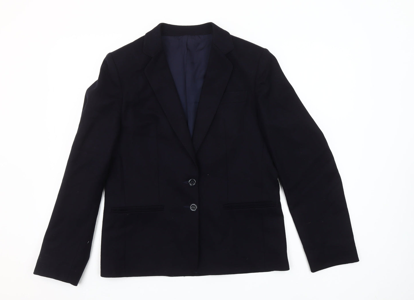 Brian Tucker Womens Black Wool Blend Suit Jacket UK 10 Classic Two Button Blazer