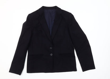 Brian Tucker Womens Black Wool Blend Suit Jacket UK 10 Classic Two Button Blazer