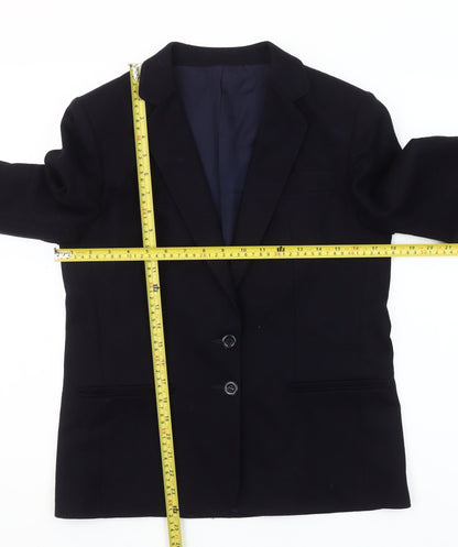 Brian Tucker Womens Black Wool Blend Suit Jacket UK 10 Classic Two Button Blazer
