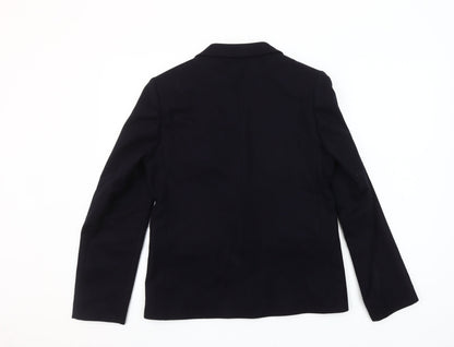Brian Tucker Womens Black Wool Blend Suit Jacket UK 10 Classic Two Button Blazer