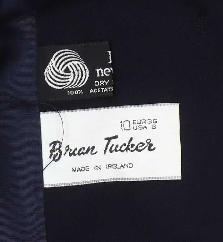 Brian Tucker Womens Black Wool Blend Suit Jacket UK 10 Classic Two Button Blazer