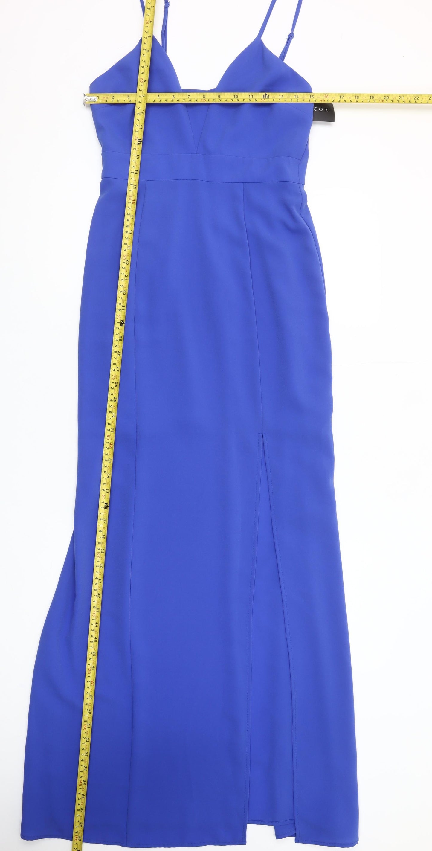 New Look Women’s Blue Long Slip Dress Size 10 Sleeveless V-Neck Zip