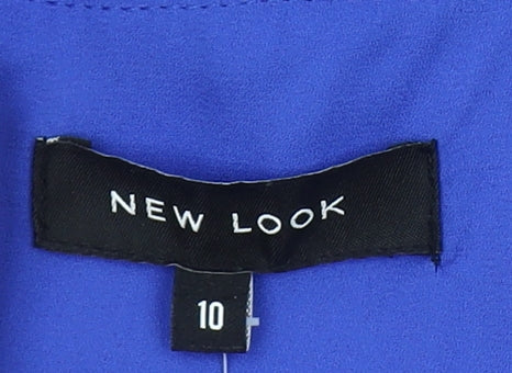 New Look Women’s Blue Long Slip Dress Size 10 Sleeveless V-Neck Zip