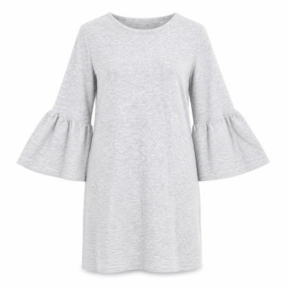 Front view of French Connection Women’s Grey Shift Dress, size UK 8, 3/4 Sleeve Stretch Jersey