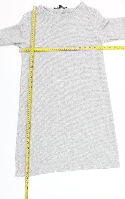 French Connection Women’s Grey Shift Dress Size 8 3/4 Sleeve Stretch Jersey