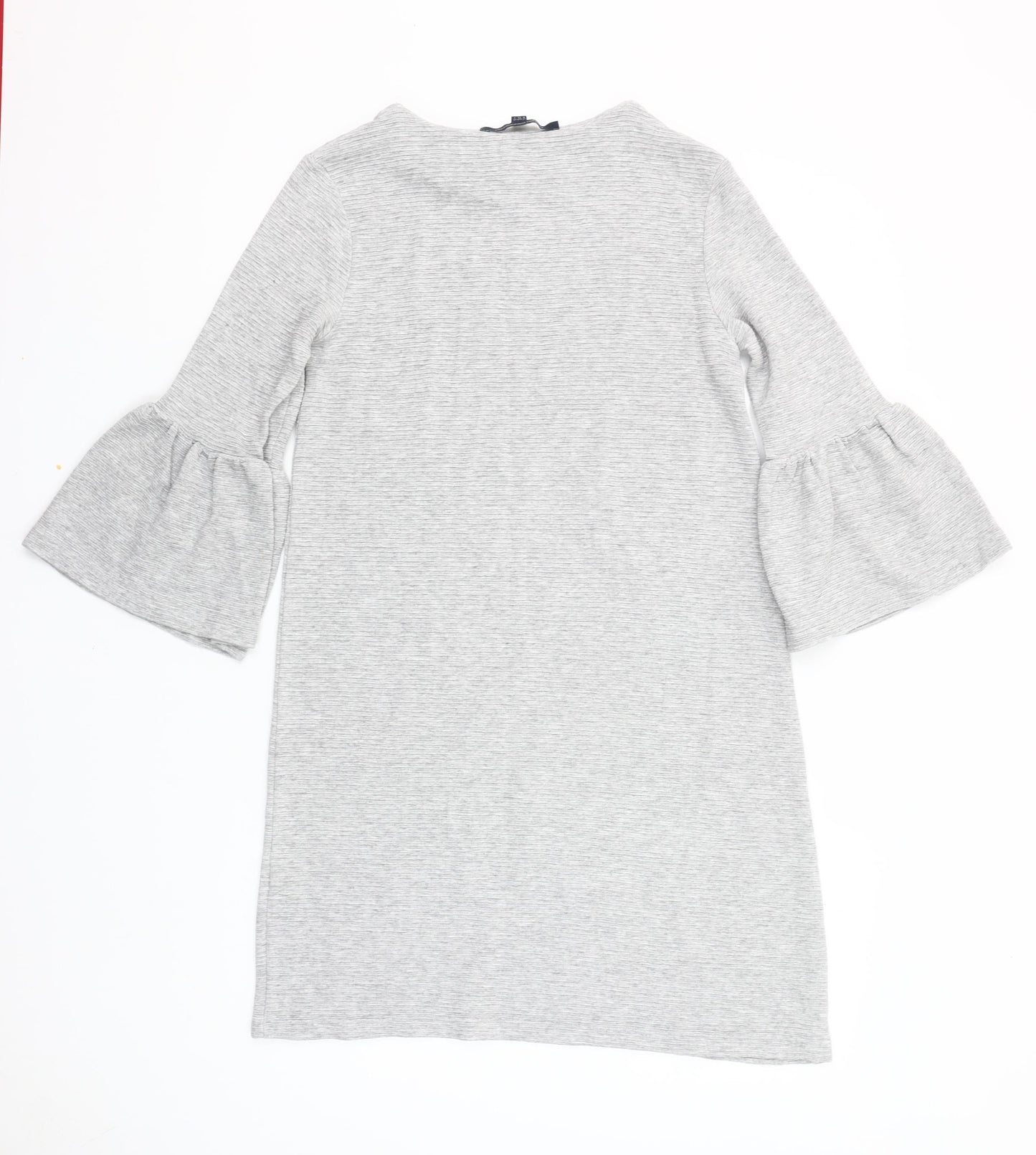 French Connection Women’s Grey Shift Dress Size 8 3/4 Sleeve Stretch Jersey