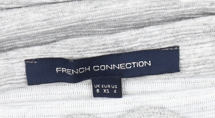 French Connection Women’s Grey Shift Dress Size 8 3/4 Sleeve Stretch Jersey