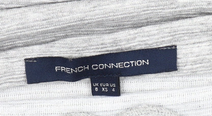 French Connection Women’s Grey Shift Dress Size 8 3/4 Sleeve Stretch Jersey
