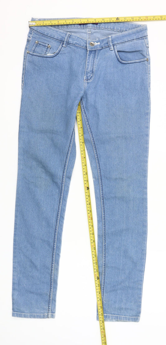 Blue Mid Waist Slim Fit Women’s Jeans Cotton Blend Size 30