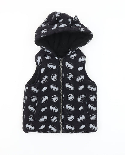George Batman Black Hooded Padded Waistcoat 18-24 Months Boys Hooded Vest