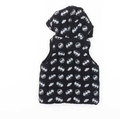 George Batman Black Hooded Padded Waistcoat 18-24 Months Boys Hooded Vest
