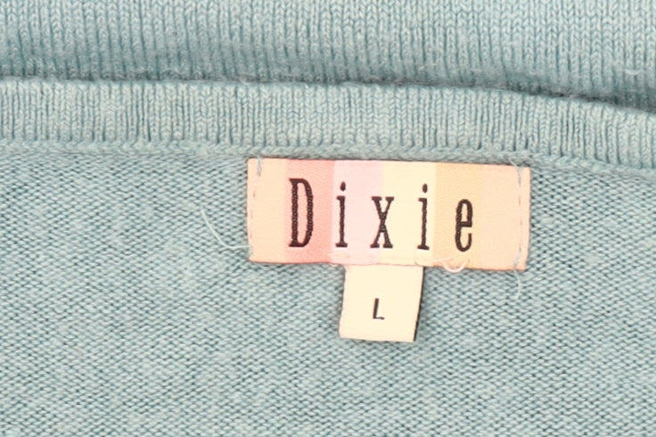 Dixie Women’s Blue Beaded Round Neck Wool Blend Jumper Size L