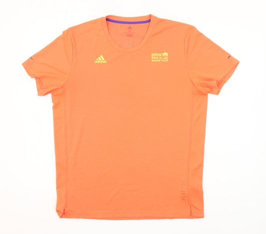 Adidas Men’s Orange Running T-Shirt Size M BMW Berlin Marathon Lightweight