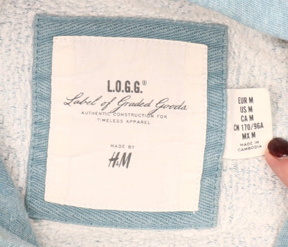 H&M L.O.G.G Women Blue Collegiate Sailing Pullover Hoodie Size M