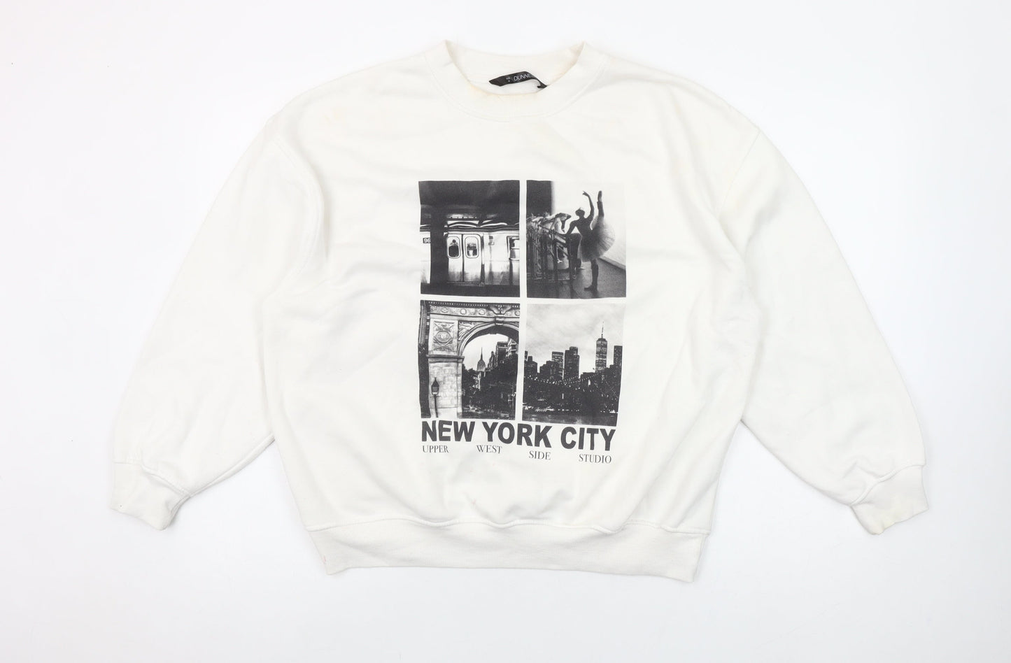 Dunnes Women Cream New York City Graphic Pullover Sweatshirt M