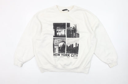 Dunnes Women Cream New York City Graphic Pullover Sweatshirt M
