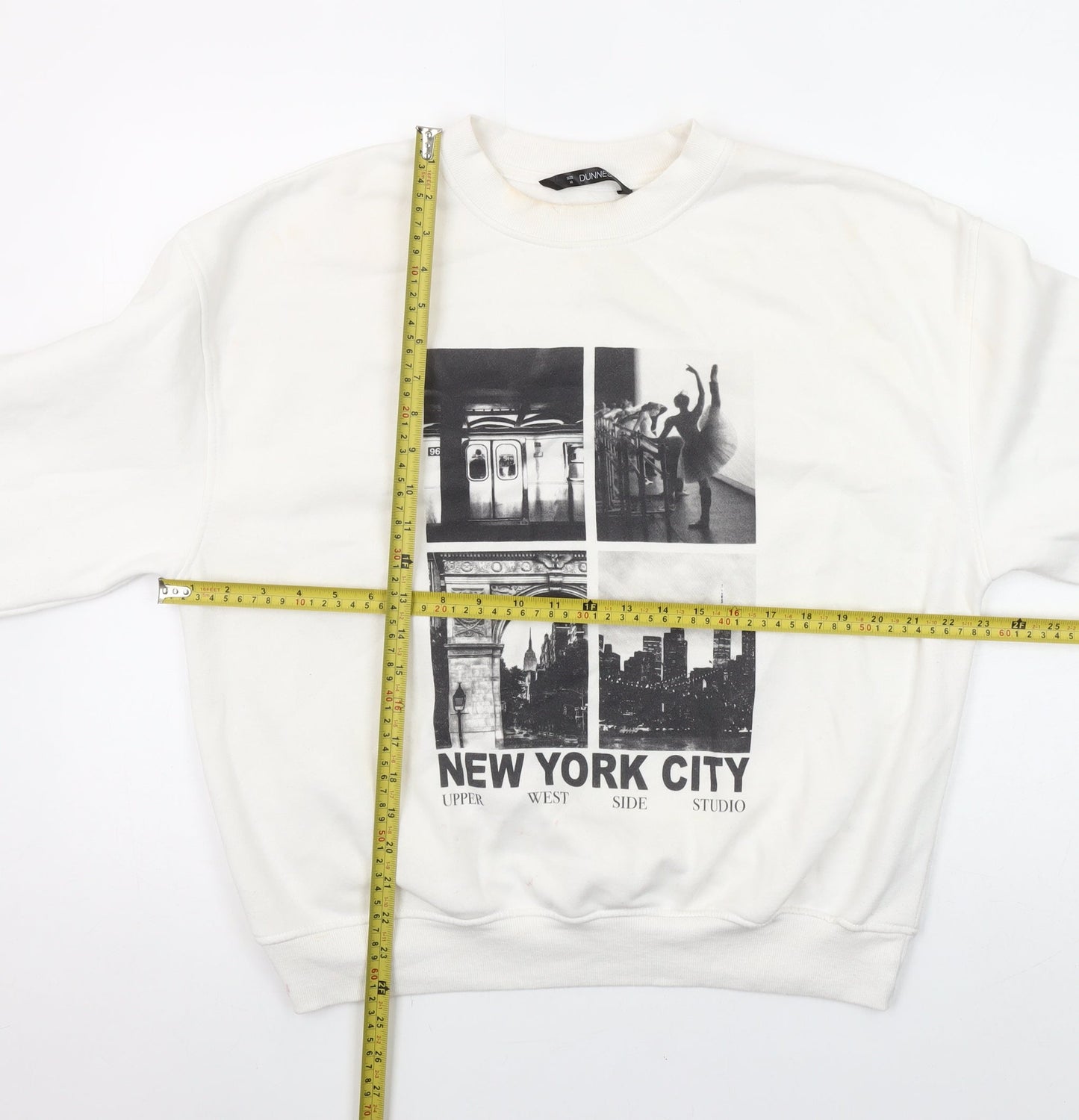 Dunnes Women Cream New York City Graphic Pullover Sweatshirt M
