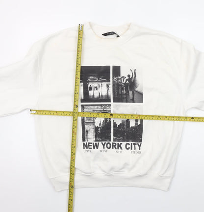 Dunnes Women Cream New York City Graphic Pullover Sweatshirt M
