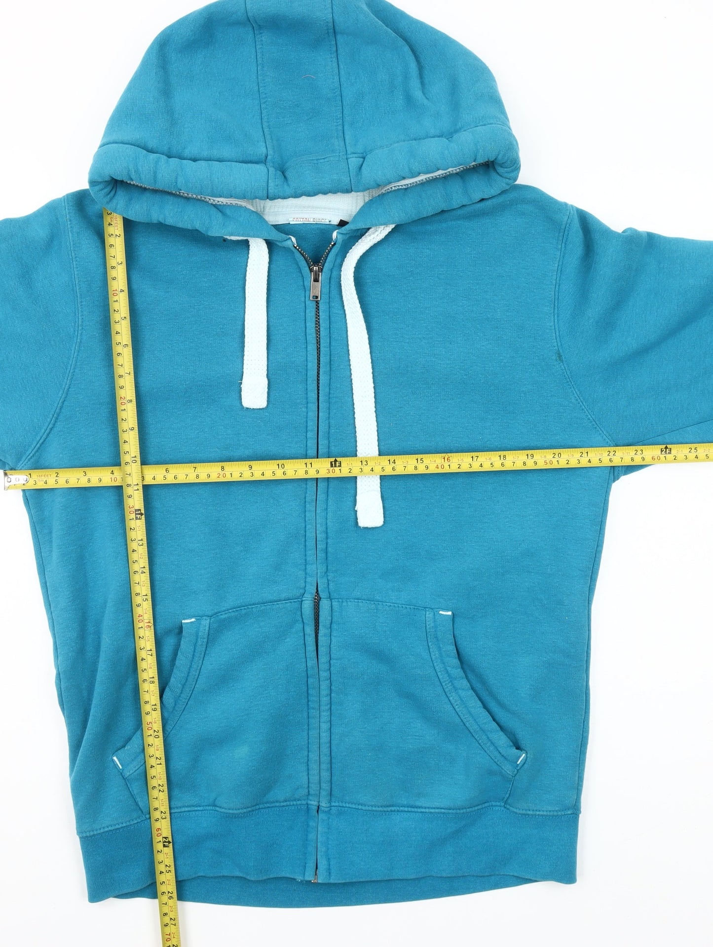 Cotton Ridge Mens Blue Full Zip Hoodie Size M Regular Fit