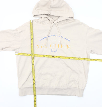 H&M Womens Beige NYC Athletic Pullover Hoodie Size S Cotton Blend