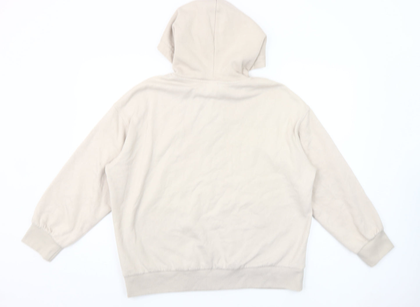 H&M Womens Beige NYC Athletic Pullover Hoodie Size S Cotton Blend