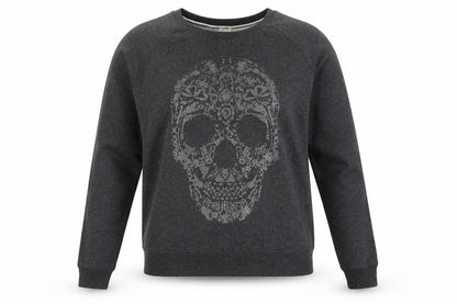 OVS Women's Charcoal Skull Graphic Pullover Sweatshirt Size M