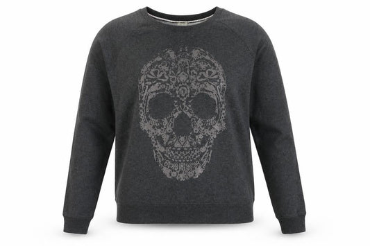 OVS Women's Charcoal Skull Graphic Pullover Sweatshirt Size M