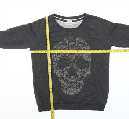 OVS Women's Charcoal Skull Graphic Pullover Sweatshirt Size M