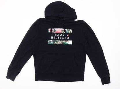 Tommy Hilfiger Men's Navy Hoodie L Pullover Graphic Organic Cotton