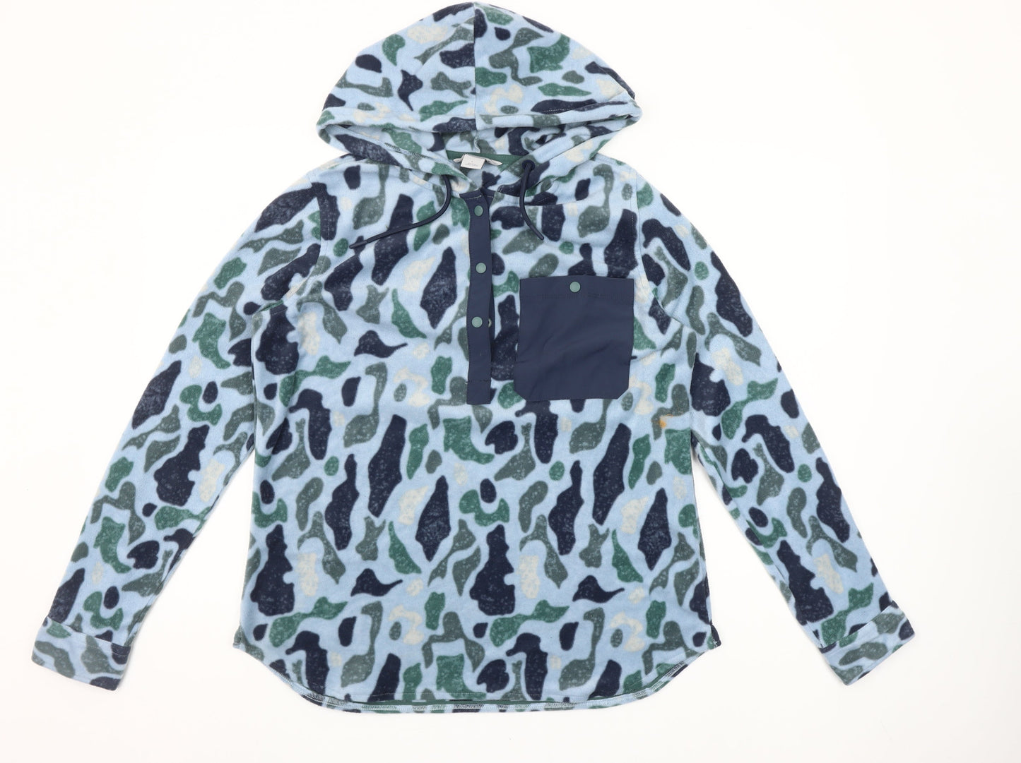 Ascend Women's Blue Camouflage Fleece Henley Hoodie Size L