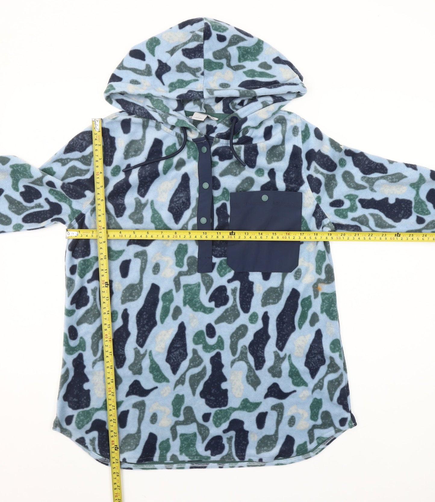 Ascend Women's Blue Camouflage Fleece Henley Hoodie Size L