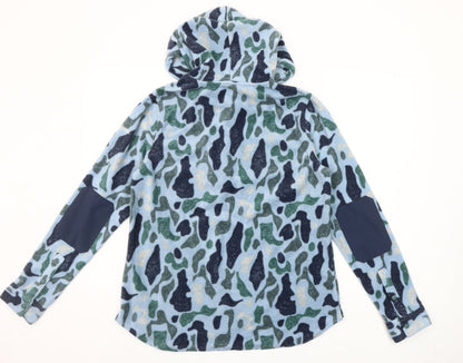 Ascend Women's Blue Camouflage Fleece Henley Hoodie Size L