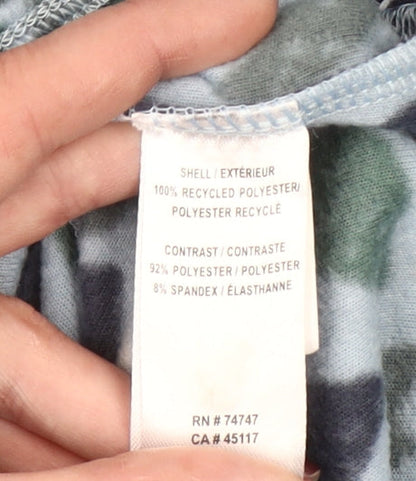Ascend Women's Blue Camouflage Fleece Henley Hoodie Size L