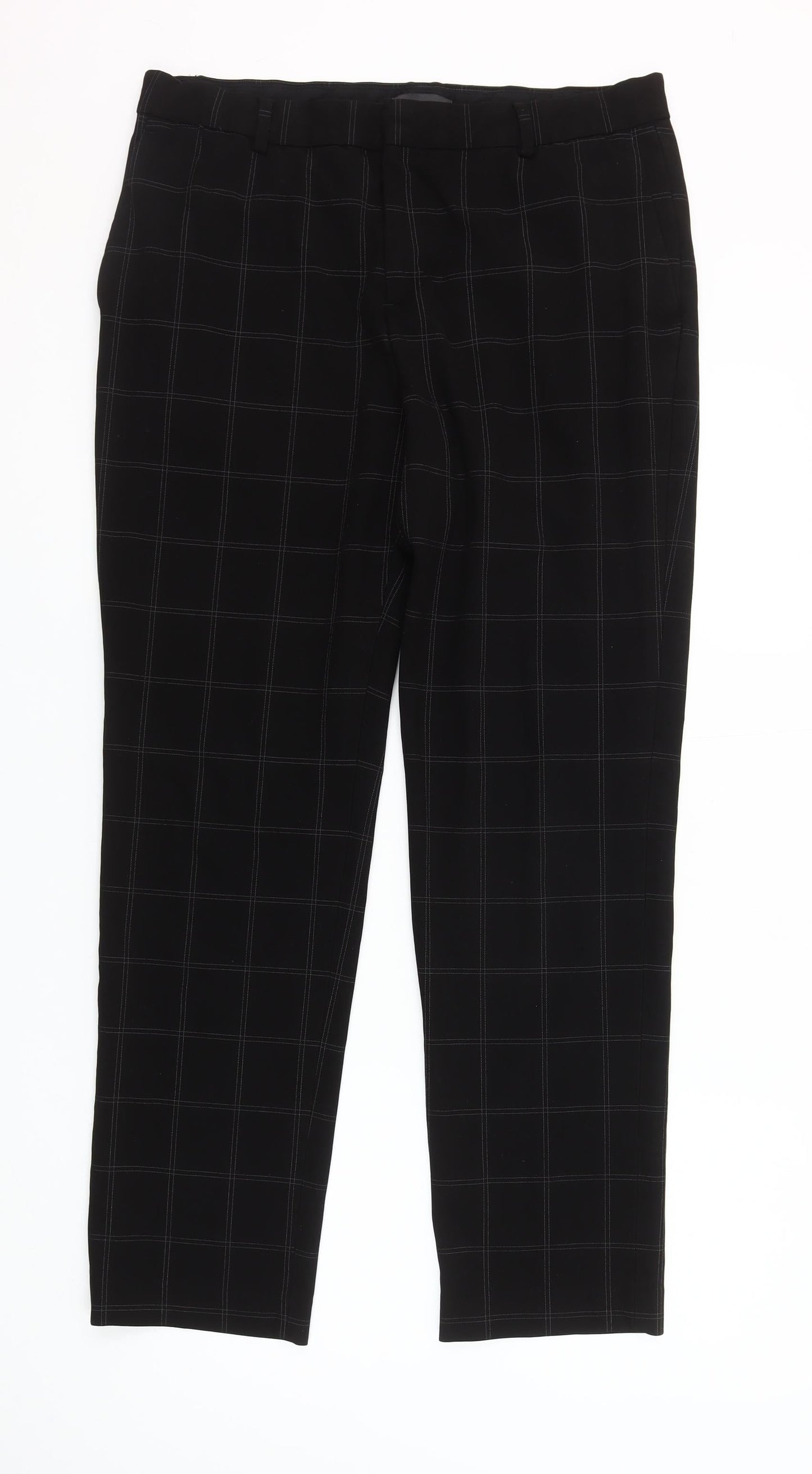 H&M Women’s Black Check Slim Fit Chino Trousers Size 6