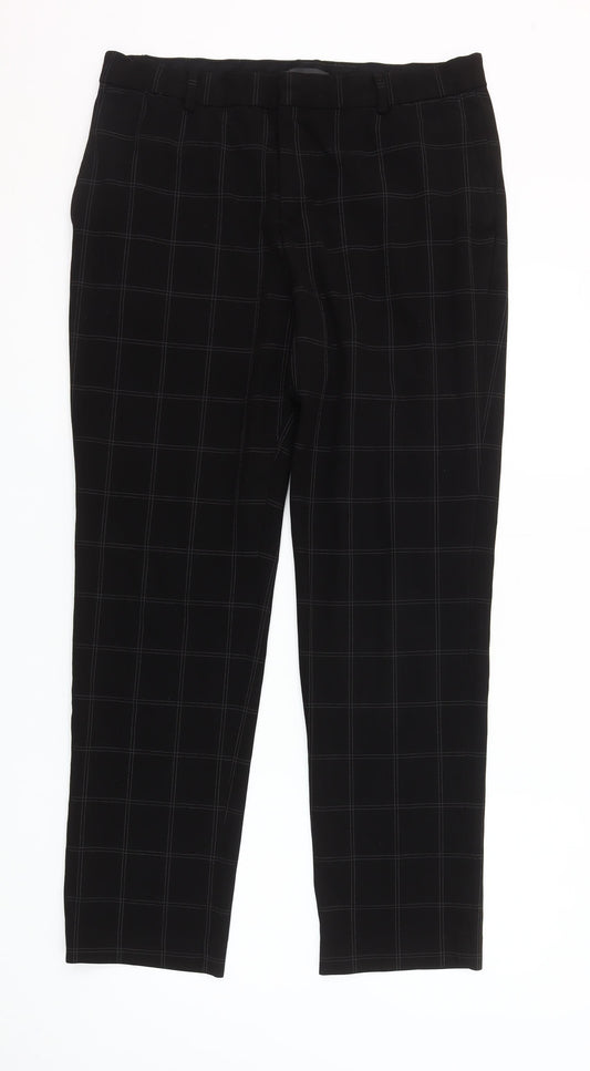 H&M Women’s Black Check Slim Fit Chino Trousers Size 6