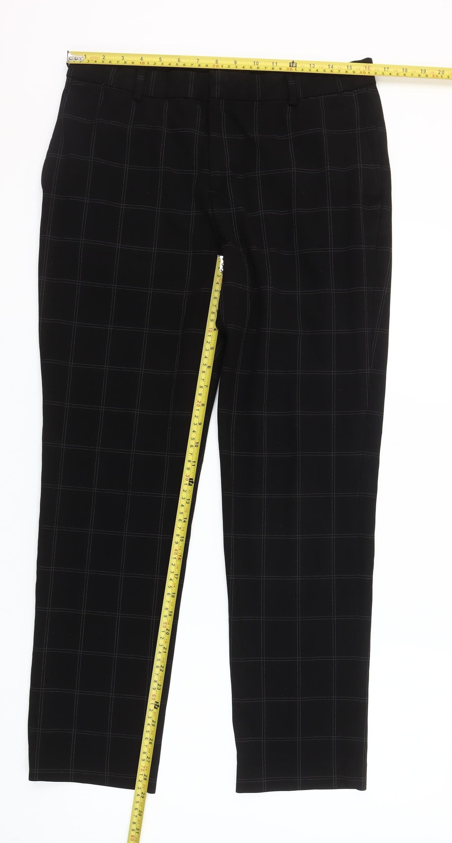 H&M Women’s Black Check Slim Fit Chino Trousers Size 6