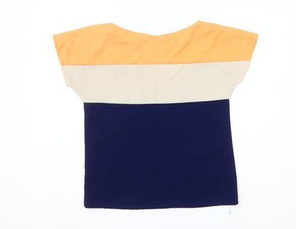 Swervë Women's Multicoloured Colourblock Cotton Blend T-Shirt S