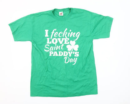 Fruit of the Loom Men's Green St Patrick's Day Graphic T-Shirt Medium
