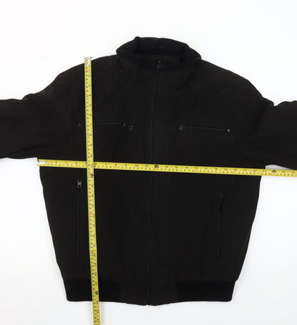 VANZEER Men's Black Bomber Jacket M Cotton Viscose Zip Casual