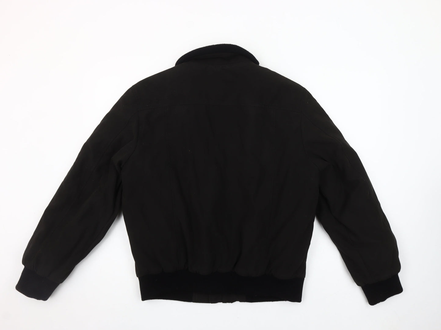 VANZEER Men's Black Bomber Jacket M Cotton Viscose Zip Casual