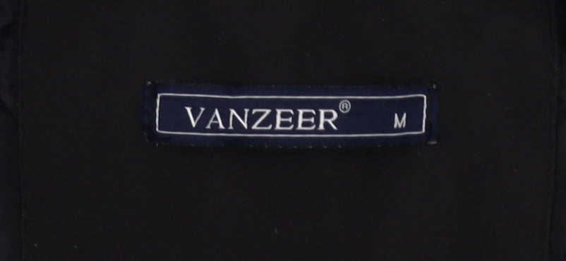 VANZEER Men's Black Bomber Jacket M Cotton Viscose Zip Casual